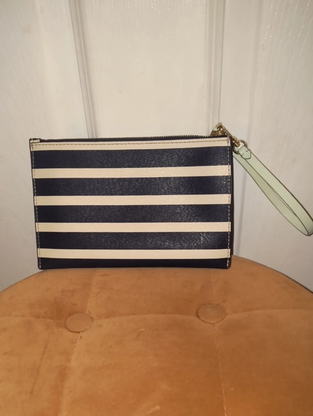 Kate Spade Navy and White Striped Wristlet